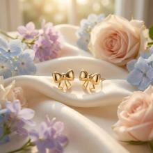 Златни детски обеци Панделки