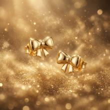 Златни детски обеци Панделки