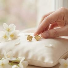 Златни обеци Диамантени Детелини