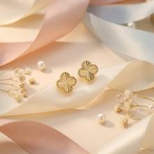 Златни обеци Диамантени Детелини