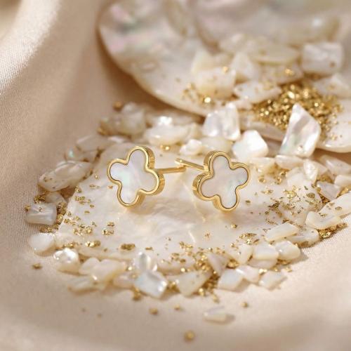 Златни обеци Бял Седеф