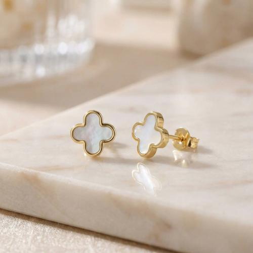 Златни обеци Бял Седеф