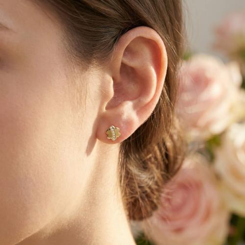 Детски златни обеци Диамантени Цветя