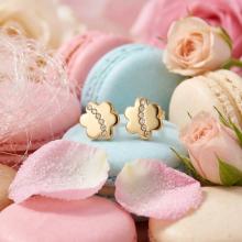 Детски златни обеци Диамантени Цветя