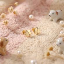 Детски златни обеци Диамантени Цветя