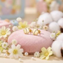 Детски златни обеци Диамантени Цветя