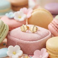 Детски златни обеци Диамантени Цветя