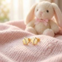 Детски златни обеци Диамантени Цветя