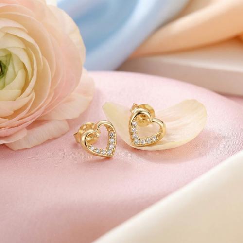 Златни обеци Блестящо сърце