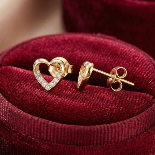 Златни обеци Блестящо сърце