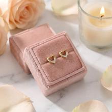 Златни обеци Блестящо сърце