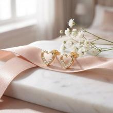 Златни обеци Блестящо сърце