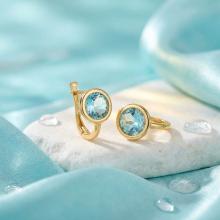 Дамски златни обеци с аквамарин Дамски златни обеци с аквамарин