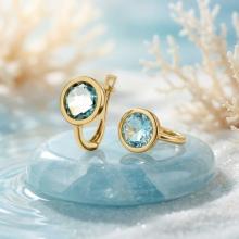 Дамски златни обеци с аквамарин Дамски златни обеци с аквамарин