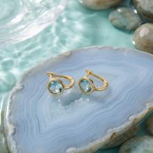 Дамски златни обеци с аквамарин Дамски златни обеци с аквамарин