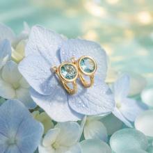 Дамски златни обеци с аквамарин Дамски златни обеци с аквамарин