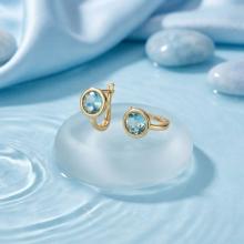 Дамски златни обеци с аквамарин Дамски златни обеци с аквамарин