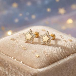 Златни обеци Звезди