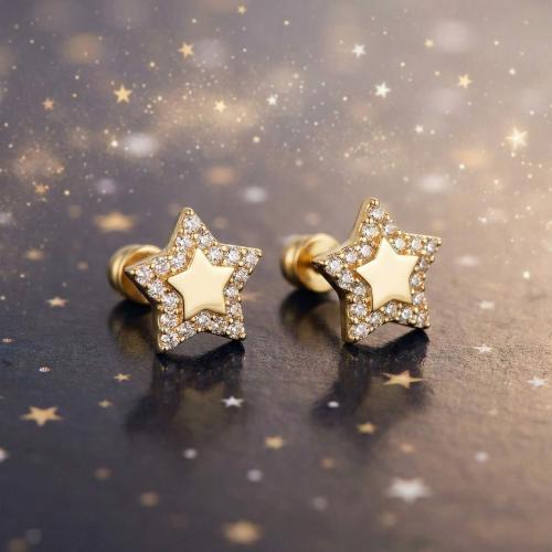 Златни обеци Звезди