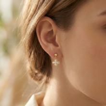 Златни обеци Детелинки с бял седеф