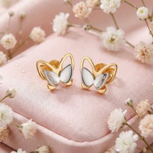 Детски златни обеци Пеперуди