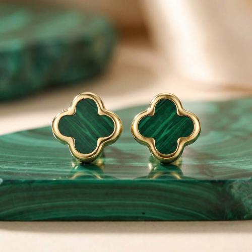 Златни обеци Green Clovers