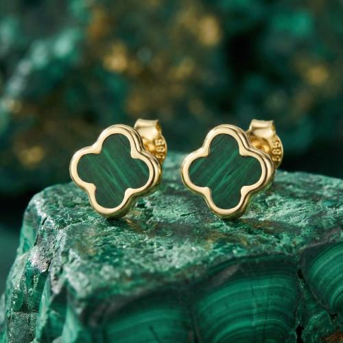 Златни обеци Green Clovers