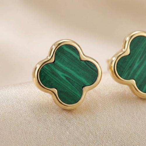 Златни обеци Green Clovers