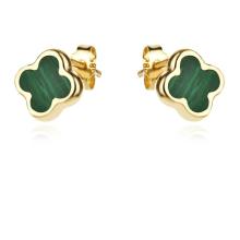 Златни обеци Green Clovers