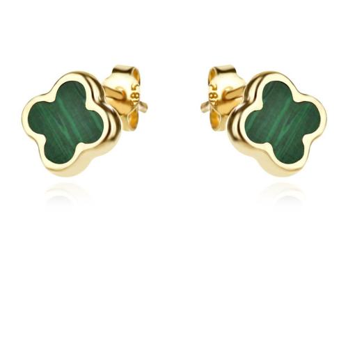 Златни обеци Green Clovers