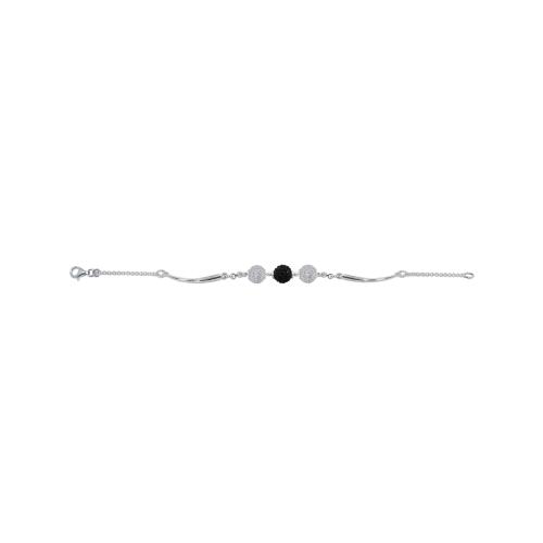 Сребърна гривна с кристали от Sw® SG421 -  Crystal and Jet