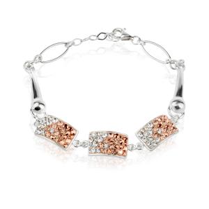 Сребърна гривна с кристали от Sw® SG429 Peach Gold