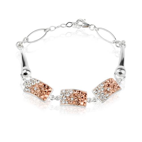 Сребърна гривна с кристали от Sw® SG429 Peach Gold