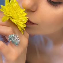 Сребърен пръстен с кристали от Sw®  SP658 Pasific Opal and Crystal