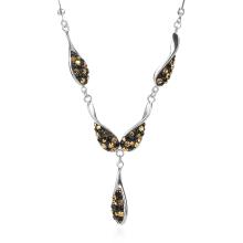 Сребърен комплект колие, гривна и обеци с кристали от Sw® SK504 Black Gold