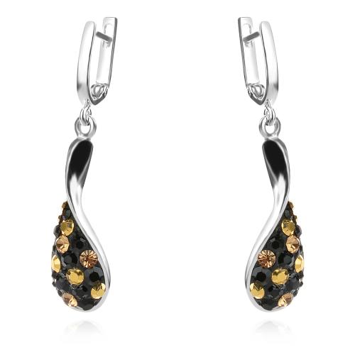 Сребърен комплект колие, гривна и обеци с кристали от Sw® SK504 Black Gold