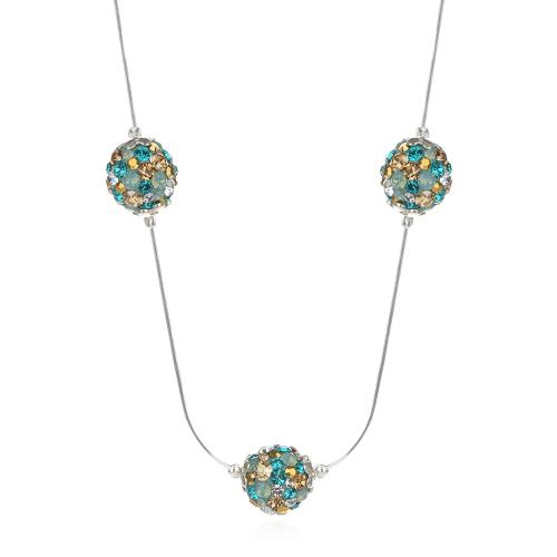 Сребърно колие Mauritius с кристали от Sw® Blue Zircon and Golden Shadow