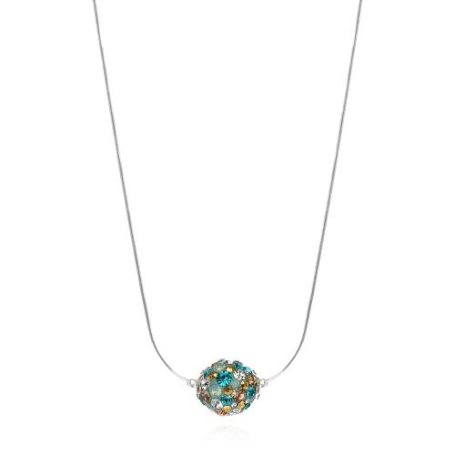 Сребърно колие Mauritius-1 с кристали от Sw® Blue Zircon and Golden Shadow