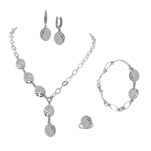 Сребърен комплект колие, гривна, обеци и пръстен с кристали от Sw® SK515 Crystal