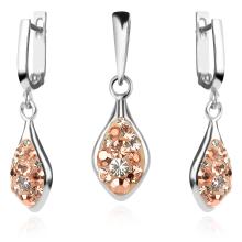 Сребърен комплект Isabel обеци и медальон с кристали От Sw® Crystal