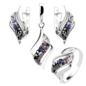 Сребърен комплект обеци, медальон и пръстен с кристали от Sw® SKM149 Corsette