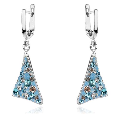 Сребърен комплект обеци и медальон с кристали от Sw® SKM137 Deep Blue