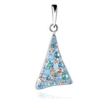Сребърен комплект обеци и медальон с кристали от Sw® SKM137 Deep Blue