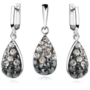 Сребърен комплект Daniela обеци и медальон с кристали от Sw® Crystal and Hematite