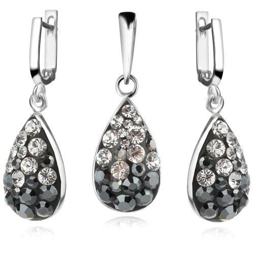 Сребърен комплект Daniela обеци и медальон с кристали от Sw® Crystal and Hematite