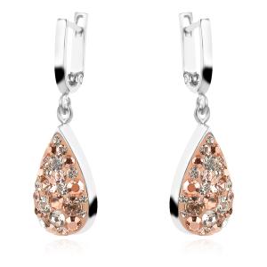 Сребърни обеци с кристали От Sw® Peach Gold