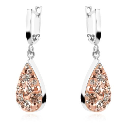 Сребърни обеци с кристали От Sw® Peach Gold