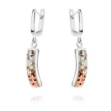 Сребърен комплект обеци и медальон с кристали от Sw® SKM114 White Opal And Rose Gold
