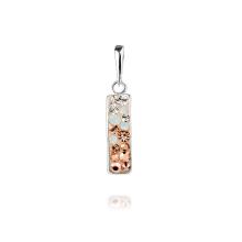Сребърен комплект обеци и медальон с кристали от Sw® SKM114 White Opal And Rose Gold