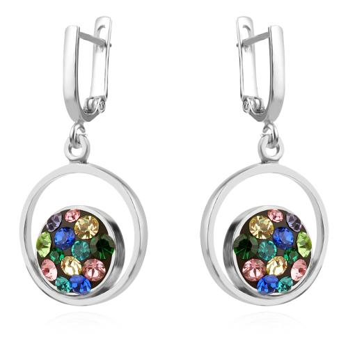 Сребърен Комплект Обеци И Медальон С Кристали От Sw® SKM115 Multicolor